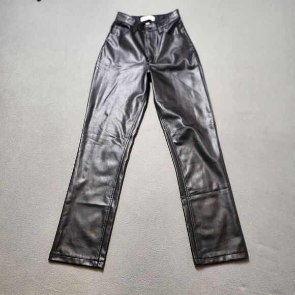 Abercrombie & Fitch Faux Leather Black CURVE LOVE “The 90s Straight” Pants - Picture 1 of 13